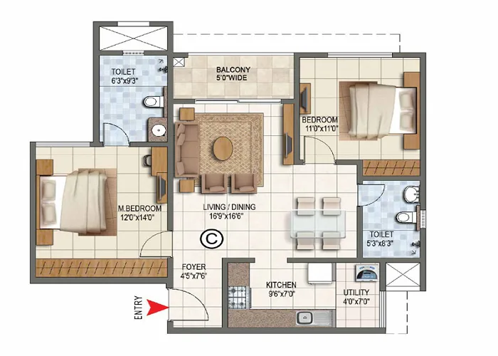 3 BHK Floor Plan Featured Image Of 3 BHK Floor Plan